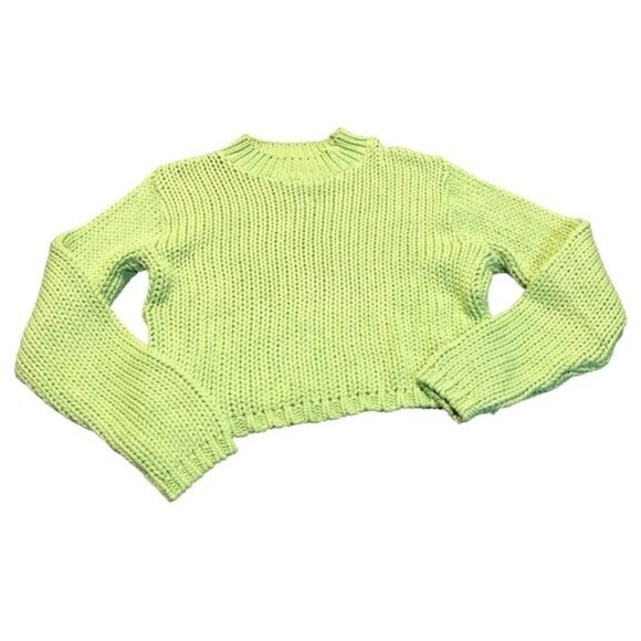 525 America Lime Green Thick Knit Sweater - Picture 2 of 7